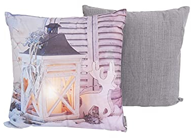 CB Home & Style Outdoor Garten Kissen Wasserabweisend 45 x 45 cm Weihnachten Winter (Laterne+REH)