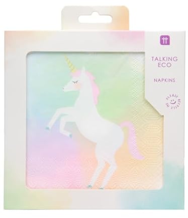 Talking Tables Pack of 20 Unicorn Napkins for Kids Party Supplies | Eco-Friendly Paper Pastel Tableware, Recyclable and Disposable Serviettes | Birthday, Picnic, Girls Sleepover, Pink,33cm x 33cm