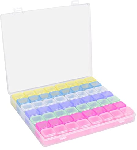 56 Fächer Schmuckkästchen Einstellbar Fächer Schmuckbox Plastik Schmuck-aufbewahrung Diamond Painting Aufbewahrungsbox Kunststoff Dosen Sortimentskasten für Schmuck Veranstalter Perlen Ohrring