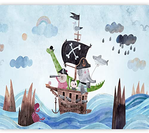 murando - Vlies Fototapete für Kinder 350x256cm Foto Tapete Schlafzimmer Wohnzimmer Vliestapete XXL Motivtapeten Bildtapete 3d Effekt Wand Dekoration - Tiere Piraten Meer Schiff e-C-10003-a-a