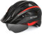 Victgoal Bike Helmet for Men Women with Led Light Detachable Magnetic Goggles Visor Mountain & Road Bicycle Helmets Adjustable Size Adult Cycling Helmets (M: 21.3-22.8 inch (54-58 cm), Black Red)