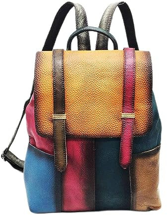 Eysee Rucksack Damen Reisetasche Leder Daypack Retro Outdoor Rucksack, mehrfarbig