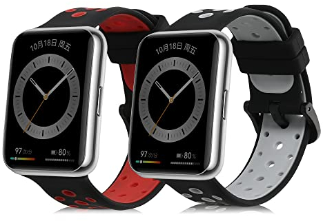 kwmobile 2X Sportarmband kompatibel mit Huawei Watch Fit 2 Armband - Fitnesstracker Band Set aus TPU Silikon