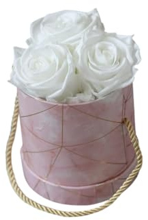 Gedankenwunder Manufaktur Kollektion Marmor Geometrisch Farbe Pink Glow Rosenbox aus echten Infinity Rosen 3 Rosen