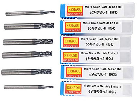 Cusstally 6 unids 1- Mm 4 flautas Hrc45 Fresa de carburo de tungsteno fino CNC Router Bits Herramientas Cnc Fresa Bits para corte de metal