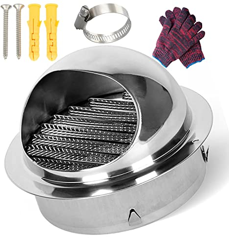 whalebee Redonda Rejilla De Ventilación, Tapa De Ventilación 304 Acero Inoxidable Salida De Aire para Baño Cocina Ventilación, Resistente A La Lluvia/al Agua Rejilla De Ventilacion para Horno