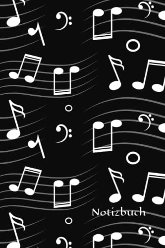 Notizbuch: Musiknoten Notizbuch | 6x9 Zoll DIN A5 | 100 Seiten liniert | Musikschule Notizheft | Musiker Tagebuch | Musik Schreibheft | Musiknote Geschenk
