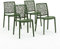 Sillas de resina moderna apilables de polipropileno con fibra de vidrio, para interior, cocina o comedor, exterior y jardín, sillas de restaurante y contract - Anna (4 Sillas, Verde oliva)