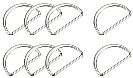 sourcing map 15 Stück Metall D Ringe Schnalle 40mm(1.57) 2.6mm Dicke Geschweißte D-Ringe Schnalle für Gurtband Nähen Kleidung Bänder Taschen Gürtel DIY Zubehör Silber Ton