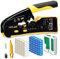 Hiija RJ45 Crimp Tool Kit Pass Through Ethernet Crimping Tool All-in-one Ratcheting Modular Data Cable Crimper Kit