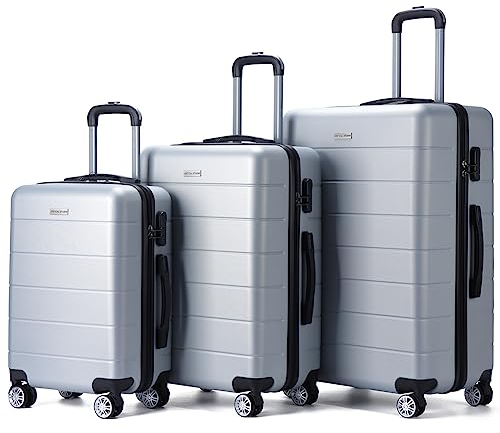 VERTICAL STUDIO 20 24 28 Koffer Reisekoffer 3er-Set Trolley Mehrteilig mit Ziffern Kofferschloss aus Kunststoff (ABS) Vier Rollen (Silber Aalborg)