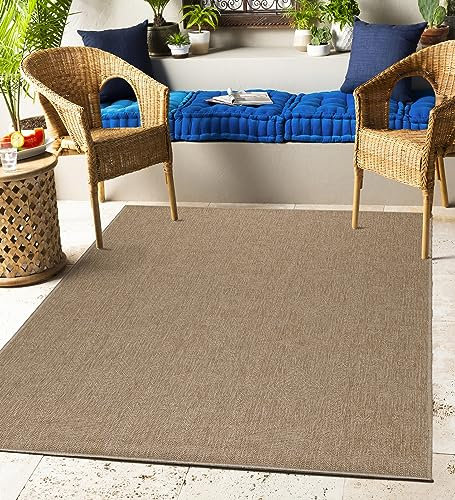 Carpettex Outdoor Teppich Wetterfest 200x300 (200x290 cm) Sisal & Jute Optik Beige - Ideal für Balkon, Garten, Terrasse, als Küchenteppich - Teppich Waschbar, Wasserfest, Pflegeleicht, Vintage Design