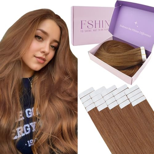 Fshine Invisible Tape in Extensions Echthaar Rotbraun 30cm 30g 20 Stücke Klebeband in Haarverlängerungen Echthaar Extensions Tape Farbe 330