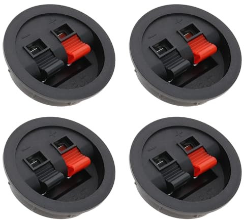 YINETTECH 4pcs Round Speaker Clip WP2-9 Round Spring Clip Audio Speaker Terminals for Car Subwoofers Speaker Cable Terminal Connectors Round Power Terminal Boards
