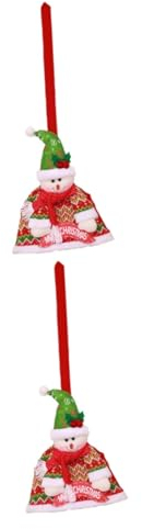 Cabilock 2 STK Besen für Cosplay-Versorgung bürodeko büro Dekoration Hausdekoration Weihnachtsdekoration Wohnkultur Weihnachtsbesenkoffer Schneemann Besenkoffer Weihnachten schmücken rot