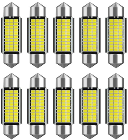 XPJBKC Auto LED Innenbeleuchtung, 10 Stück 39MM 600 Lumen Auto Innen Beleuchtung, 12V 3W LED Auto Innenraumbeleuchtung mit 30 Lampenperlen, Plug and Play Auto Innenraum Leselampe Quelle, Weiß Licht