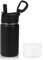 Volhoply Botella de agua de acero inoxidable aislada para niños de 14 onzas con tapa de popote y funda de silicona, sin BPA, fácil de usar para niños y niñas, botellas de doble pared a prueba de fugas
