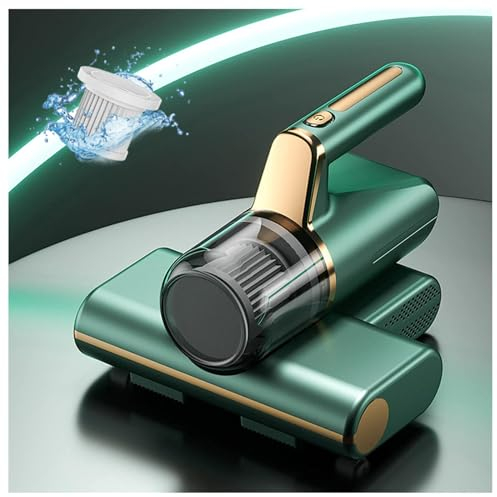 Nettoyeur Tapis Et Canapé, éLimine 99,9% des BactéRies, AllergèNes, Acariens Aspirateur Laveur Canapé avec LumièRe UV Et Vibration Bed Vacuum Cleaner pour Le Nettoyage,Green