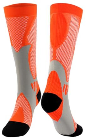 MOANATURA Chaussettes de compression pour femme et homme. Chaussettes hautes pour course à pied ou cyclisme avec technologie de compression graduée., orange, 40-46