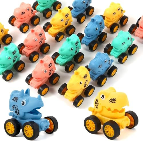 Dinosaurier Spielzeugautos Zurückziehen, 8 Stück Dino Aufziehauto Kinder Spielzeugauto für Kinder Auto Spielzeug Fahrzeuge Klein, Reibungsbetriebene Autos Kinderspielzeug für Jungen Mädchen Kinder