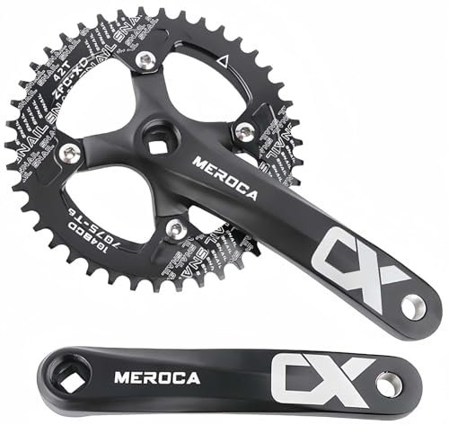 32T/34T/3T/38T/40T/42T Mountainbike-Kurbelgarnitur, 170 Mm Vierkant, Single-Speed-Kurbelgarnitur, 104 BCD Fahrrad-Kurbelarmsatz Für Mountainbike, Rennrad, Faltrad, MTB, BMX Black,170MM/38T