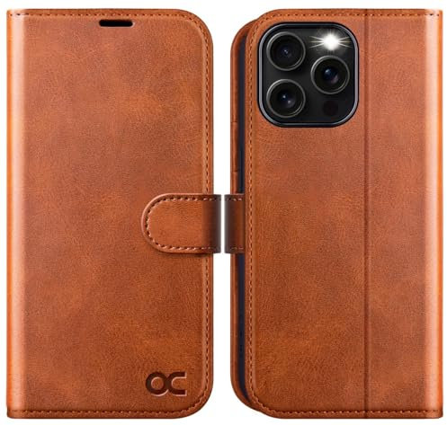 OCASE for iPhone 16 Pro Max Case, PU Leather Wallet, Magnetic Flip Folio Cover with RFID Blocking, Card Holders, Shockproof TPU, and Kickstand for 6.9 Inch iPhone 16 Pro Max (2024), Brown