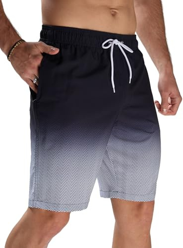 Arcweg Maillots de Bain Homme Short de Bain 2 en 1 à Séchage Rapide avec Doublure en Maille et Cordon de Serrage pour la Plage Short de Bain Décontracté pour l'été Piscine Noir Gris M(EU)