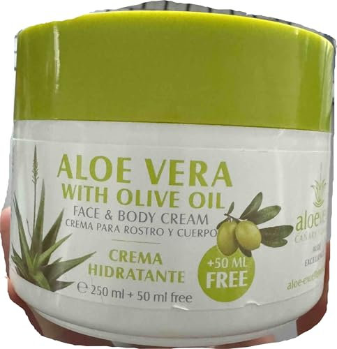 ALOE EXCELLENCE – Feuchtigkeitscreme aus Aloe Vera mit Olivenöl | Gesichts- und Körpercreme | Regenerationscreme für die Tägliche Hautpflege | 100% Natürlich, Hergestellt auf den Kanaren | 300 ml