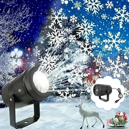 NZDFH Projektor Weihnachten Aussen Dynamische Schneeflocken Projektor USB Wasserdicht Weihnachts Projektor Weihnachtsbeleuchtung Außen LED-Projektionslampe für Garten Fenster Wand Weihnachtsdeko