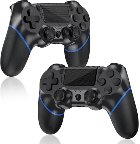 Turquvix 2 Pack Manette sans fil pour PS4,Contrôleur de jeu pour PS4/Pro/Slim/PC,Gamepad Joystick avec turbo/bouton retour/double vibration/6-axes Gyro Sensor/Panneau tactile