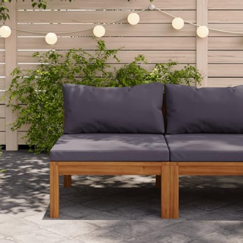 Myheimly Modulares Mittelsofa mit Dunkelgrauen Kissen Massivholz Akazie
