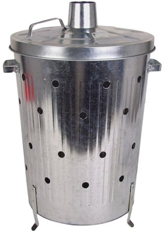 BURI Komposter 75l verzinkt - Feuertonne Feuerschale Verbrenner Terrassenofen Holz Silber Gartenabfälle Humus