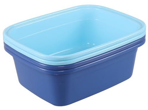Ikando Set of 4 Plastic Washing Basins, Kitchen Washing Up Bowls, Blue