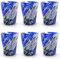 Murrina Murano Venezia - Set 6 Bicchieri Vetro di Murano Blu Multicolor, Decorati a Mano – 11x8,5 cm – Artigianato Italiano di Lusso