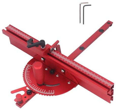 Gehrungslehre für Tischsäge, Sägezubehör Gehrungsanschlag, Standardschlitz 19 x 9,5 mm, Tischkreissägen-Anschlag mit 27 Winkelanschlägen, 40 cm Raster und abnehmbarer Scheibe, für die Holzbearbeitung