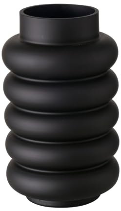 BOLTZE Vase Ribbo (Farbe Schwarz, aus Glas, Matt, Höhe 25 cm, Ø 15 cm, Rund, Wasserfest, Handgearbeitet, Minimalistisches Design, Blumenvase, Dekoration) 2033620