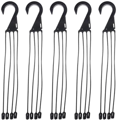 Jcasbdn 5Pcs Hanging Basket Hooks 17.7 Inch Plastic Hanging Basket Chain with 4 Hooks for Flower Pot Bird Feeders Lanterns Black