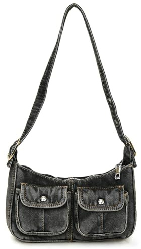Y2K Denim Geldbörse für Frauen Vintage Umhängetasche Kleine Top Griff Clutch Punk Unterarm Handtasche mit mehreren Taschen 2025