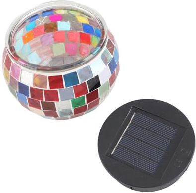 Saluaqui Solar Dekoratives Licht mit Elegantem Mosaikglasdesign - Farbenfrohe LED -Solarlampe für Hochzeitsdekor und Heimverstärkung