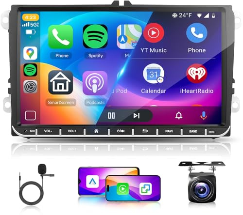 2G&64G 9 Android Autoradio Für VW Golf 5 6 Polo Passat Skoda Touran Tiguan Seat mit Carplay Android Auto Wireless,Touchscreen Bluetooth EQ/RDS/FM Radio,WiFi Navi/AHD Rückfahrkamera/CANBUS