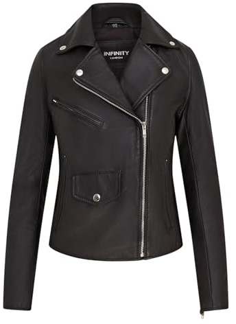 Womens Leather Biker Classic Brando Moto Ladies Jacket