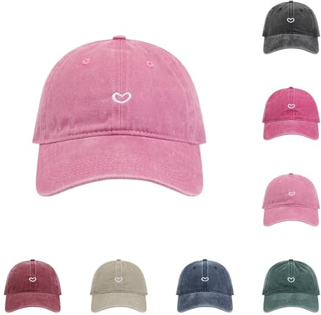 Baseballkappe Damen Sommer Einstellbare Baseballmütze mit Herzförmiges Stickmuster Retro Baseball Cap Damen Sonnenschutz Basecap Tennis Kappe Sport Cap Sommer Schirmmütze