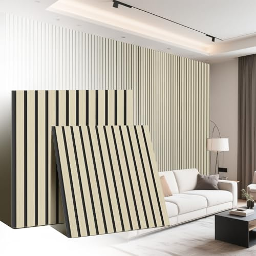 Kidsgigglz Lot de 6 panneaux acoustiques en bois - 60 x 60 cm - Pour studio, bureau, home cinéma, isolation phonique, mur - En chêne blanc