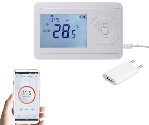 WLAN Smart Thermostat V3 für Heizungssteuerung, programmierbar, App Steuerung, Raumthermostat für Fußbodenheizung & Gastherme, digitale Temperaturregelung, Wandmontage, Schwarz