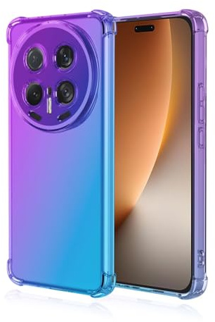 HONLEN Hülle für Honor Magic8 Pro 5G Case, (6.71 Inches) Transparent Farbverlauf Design TPU Silicone Handyhülle, Verstärkung mit Vier Ecken Cover Blau Lila