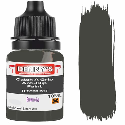 Catch A Grip Anti Slip Floor Paint – Non Slip Coating for Steps, Railings & Garages – 170 Colours, High Adhesion, Quick Dry, Multiple Sizes (Brown olive, 10ml Tester Pot)