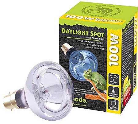 Komodo Neodymium Daylight Spot Lamp Basking for Reptiles Thermoregulation & Metabolism Habitat terrarium Sun Spot Heat Source ES, 100 Watts