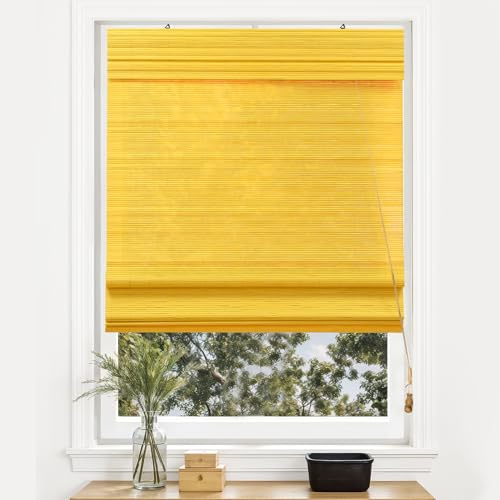 Victoria M. Bambus Raffrollo Sonnenschutz Sichtschutz Rollo Seitenzugrollo, für Fenster und Türen, Blickdicht, 150 x 220 cm, Bambus