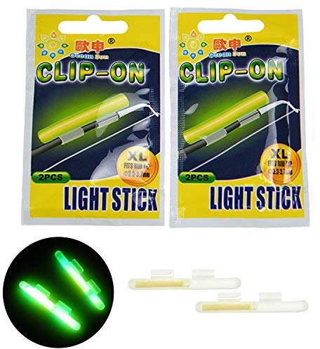 thkfish Knicklichter für Angelruten, Angelruten, Leuchtstäbe für Nachtangeln, grünes fluoreszierendes Licht, 20 Stück (10 Beutel) #M