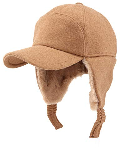 Gisdanchz Winter Cap with Ears Woolen Hat Men Visors Black Sport Fashion Baseball Cap Warm Men Snow Trapper Hunting Winter Wool Hat Woolen Caps Khaki